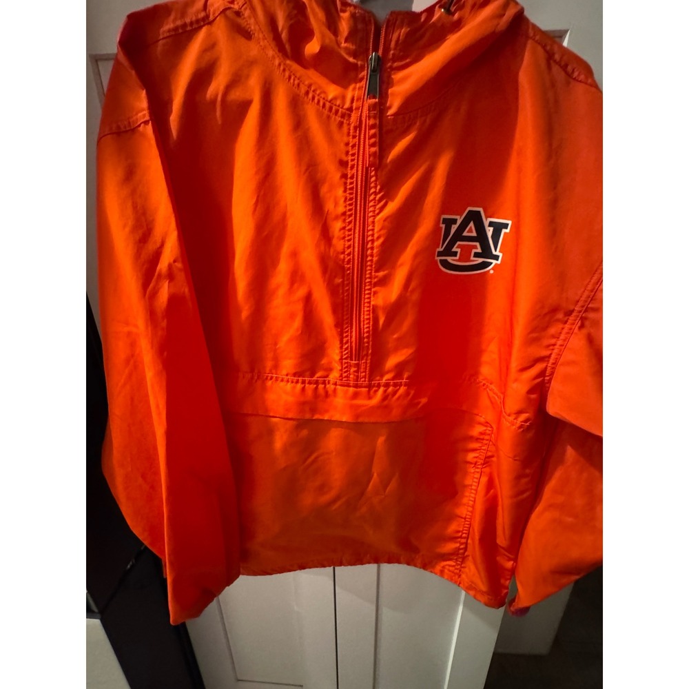 Champion Auburn Tigers‎ Mens Orange Quarter Zip Windbreaker Jacket Size Medium
